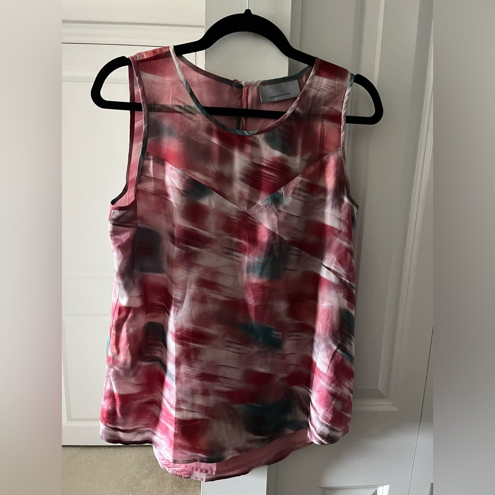 Classiques Entier | Pink Abstract Print Silk Blouse | Size Small